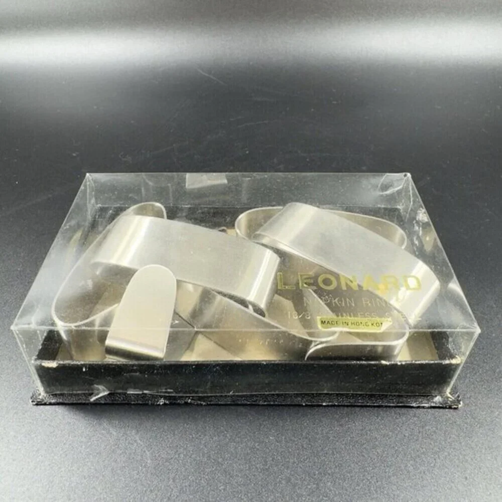 Vintage Leonard Napkin Holders Set 7 Stainless Steel 18/8 Made‎ In Hong Kong VTG